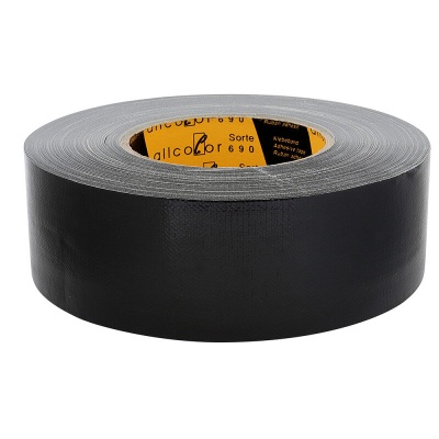 Gaffer Tape 690-25 black - High-quality PE-coated cloth tape, very high tack, black 25 mm