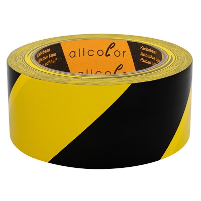Warning Tape 510-75 black-yellow - Vinyl foil warning tape, black-yellow 75 mm