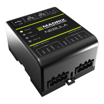 NEBULA - Art-Net Node / USB 2.0 Interface, SPI converter for 12 Universes, 2 x OUT, DIN rail