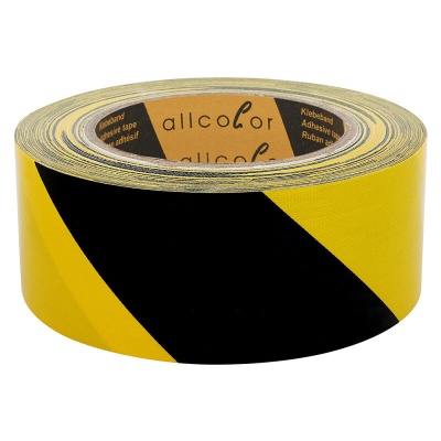 Cloth Warning Tape 650 black-yellow - High-quality PE-coated cloth tape, very high tack, black-yellow 50 mm