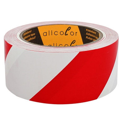 Warning Tape 510 white-red - Vinyl foil warning tape, white-red 50 mm