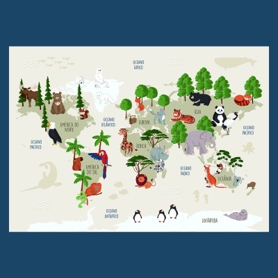 Mapa Mundo Animais - PT PT