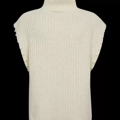 Camisola de malha cremosa com botões pérola nas mangas