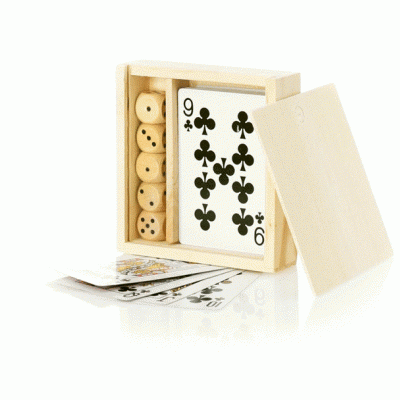 Jogo Cartas com Caixa Madeira - #6418