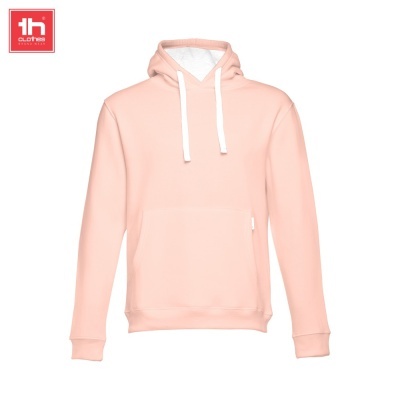 Sweatshirt rosa clara com capuz e bolso canguru