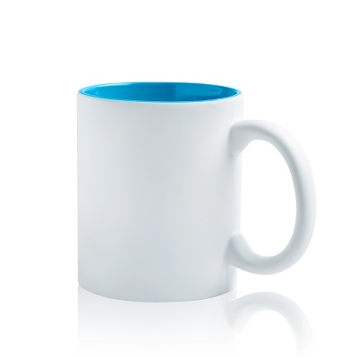 Caneca branca com interior azul