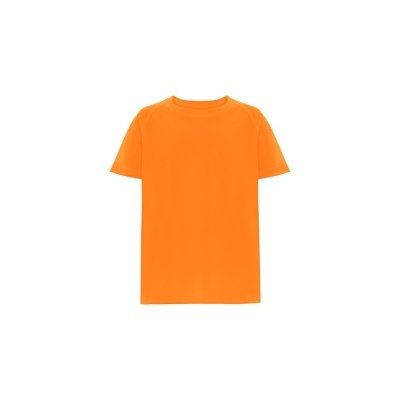 T-shirt unissexo laranja de algodão com gola redonda e mangas curtas