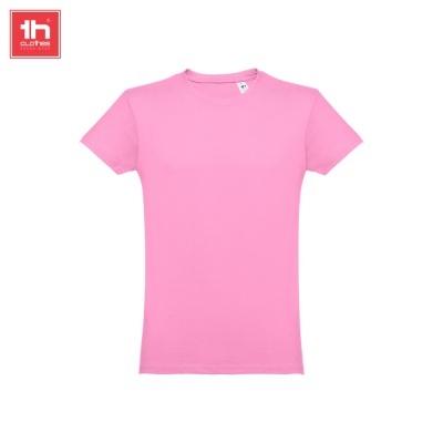 Camiseta rosa lisa de manga curta com gola redonda