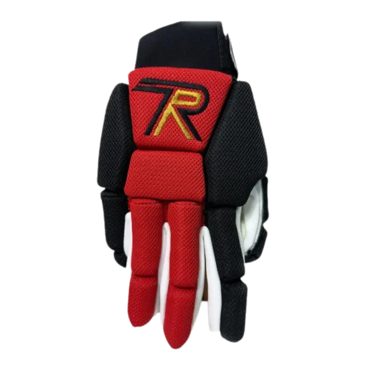 Luva esportiva vermelha e preta com bordado 7R