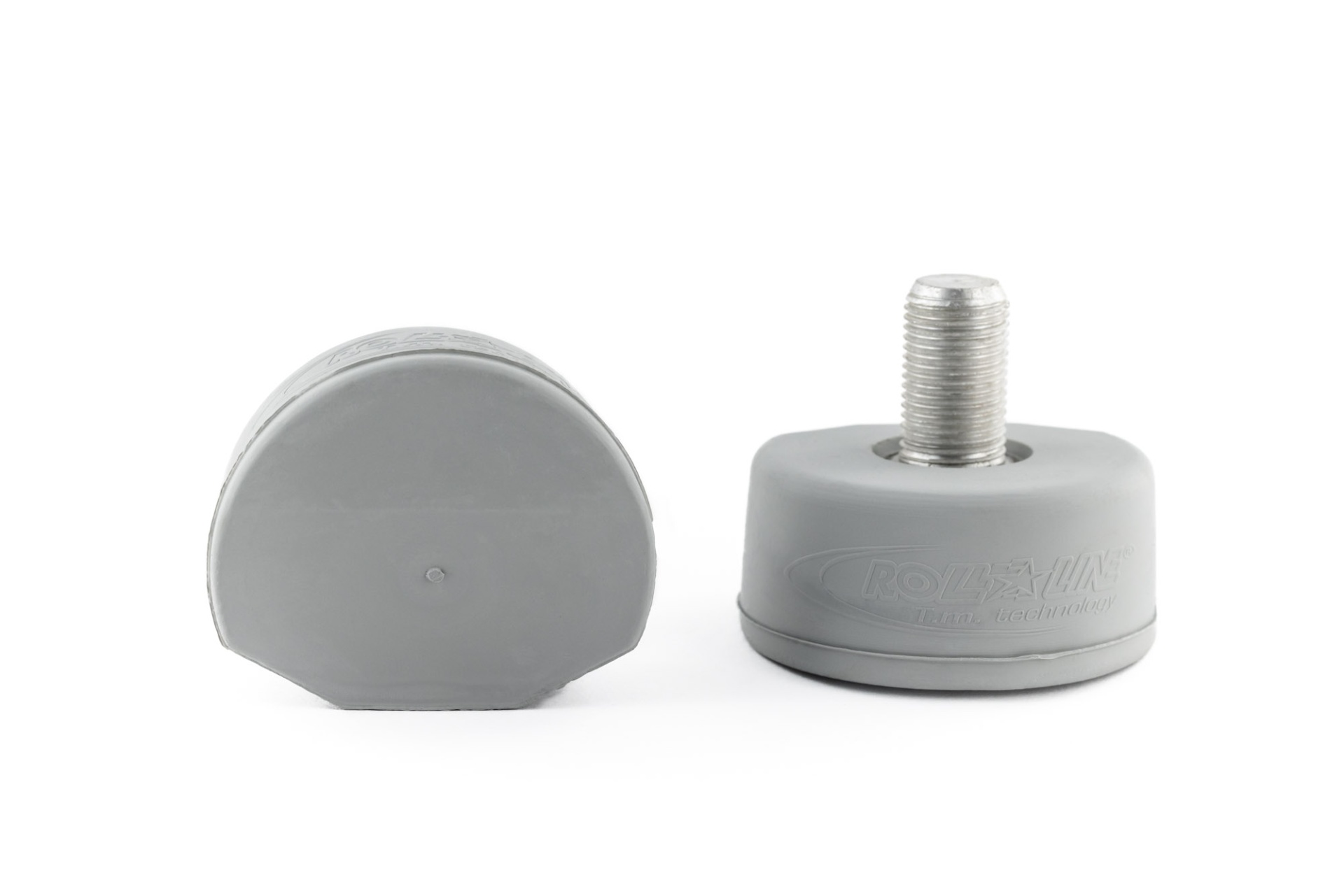 Para-choques de borracha cinza com base metálica roscada