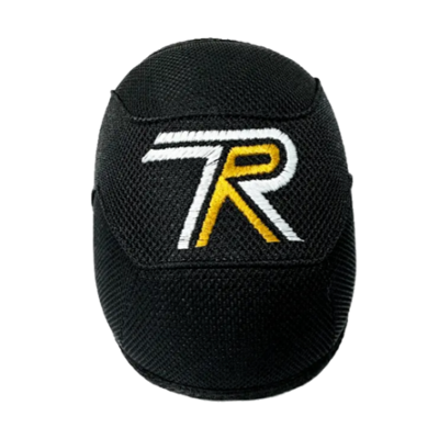 Proteção preta de malha com logótipo TR branco e amarelo