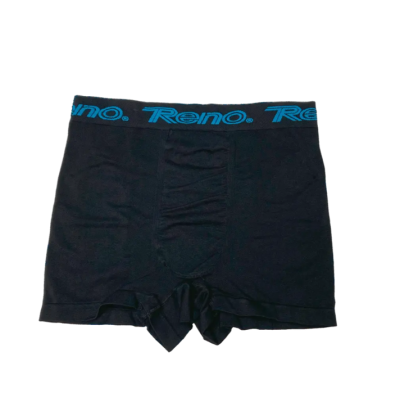 Cuecas boxer negras com cintura elástica azul e logo Reno