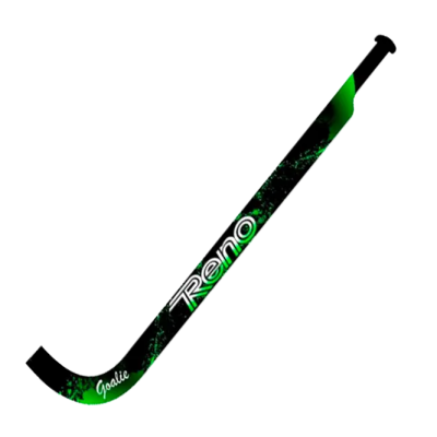 Stick de hóquei preto com detalhes verdes e texto branco