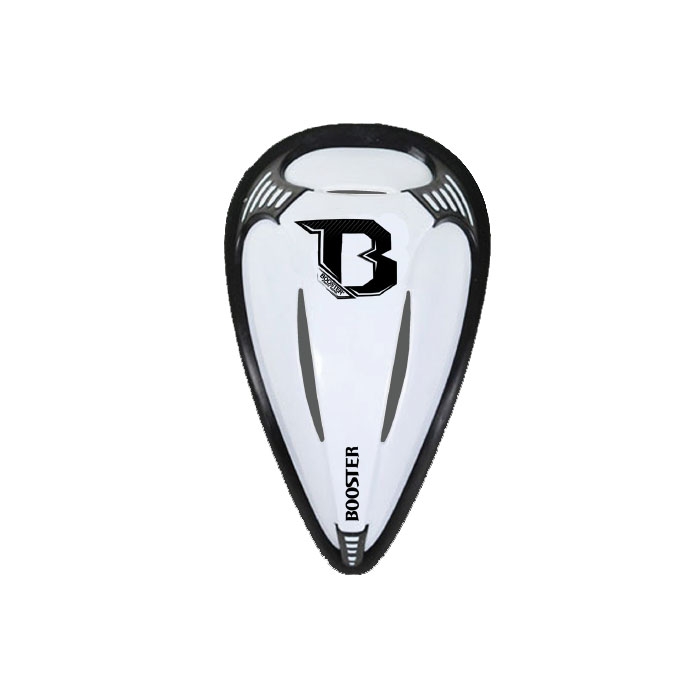 Coquilha Booster - G8 Protecção desportiva branca e preta com texto BOOSTER e logo B