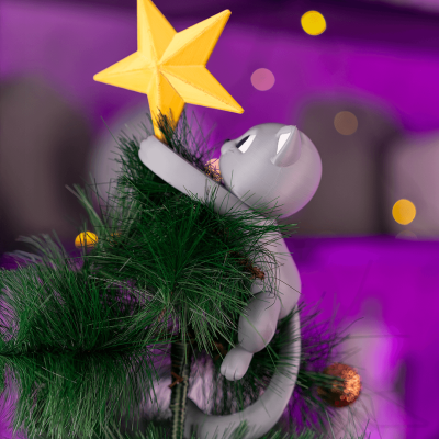 Gato com Estrela para Topo da Árvore de Natal