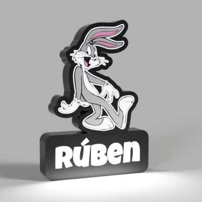 Figura decorativa do Pernalonga com nome RÚBEN na base