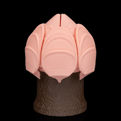 Porta-sabonete decorativo com base castanha texturizada e tampa cor-de-rosa