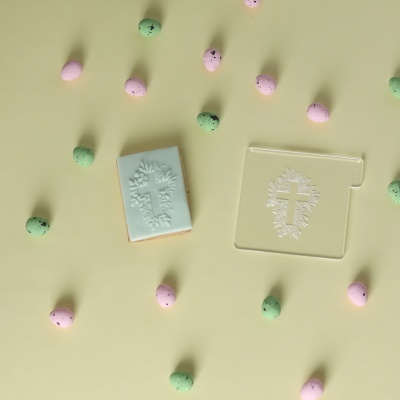 Carimbo de bolachas - Cruz com folhas