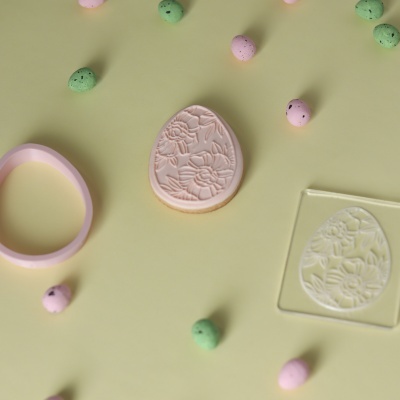 Carimbo + cortador Ovo floral 3 (peónias)