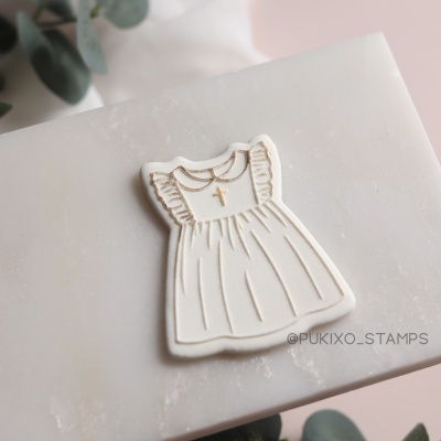 Carimbo + cortador - Vestido de batizado ou comunhão