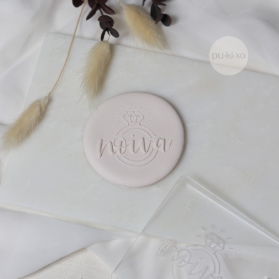 Carimbo de bolachas - Noiva com anel no fundo