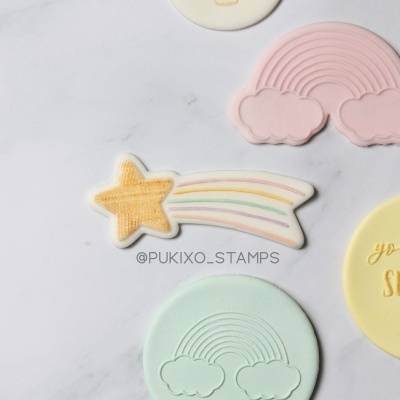 Carimbo + cortador - Estrela cadente minimalista (em relevo)