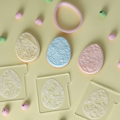 Trio de carimbos + cortador Ovos florais