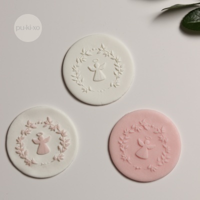 Carimbo de bolachas - Coroa com anjo em relevo