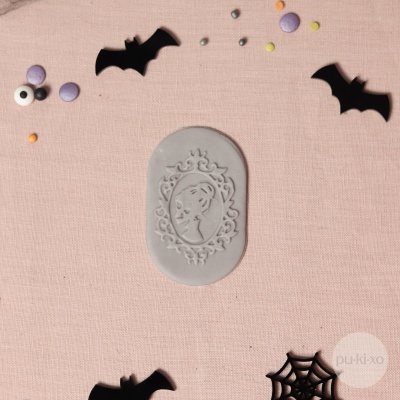 Carimbo de bolachas - Caveira com moldura (mulher)