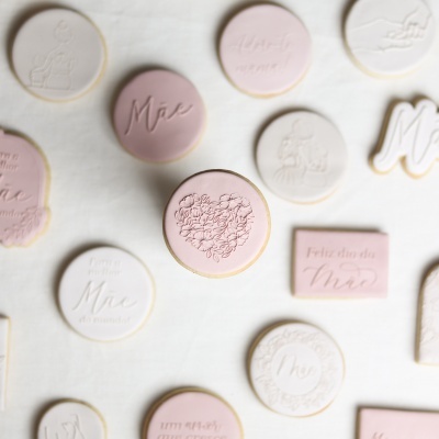 Carimbo de bolachas - Coração floral