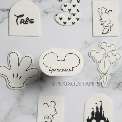 Carimbo de bolachas - Parabéns com orelhas de Mickey