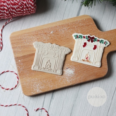 Carimbo + cortador - Lareira de Natal