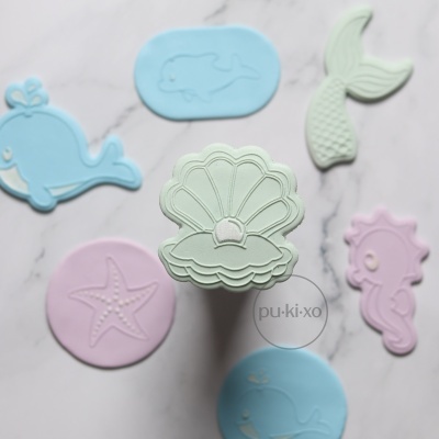 Carimbo + cortador - Concha com pérola