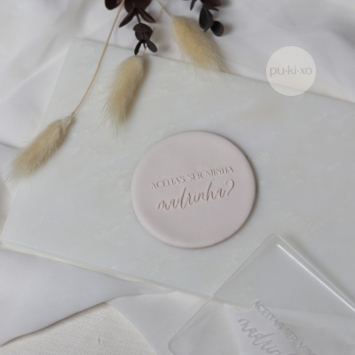 Carimbo de bolachas - Convite para Madrinha