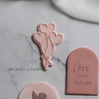 Carimbo + cortador - Balões de corações