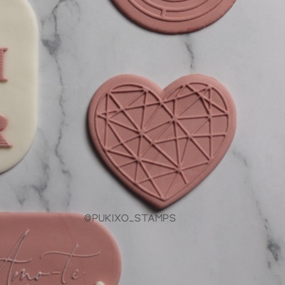 Carimbo + cortador - Coração geométrico