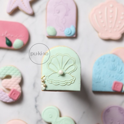 Carimbo de bolachas - Concha com pérola