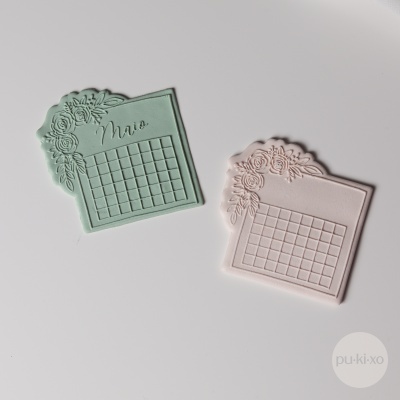Carimbo de bolachas - Calendário com flores