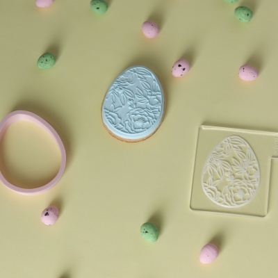 Carimbo + cortador Ovo floral 1 (anémonas)