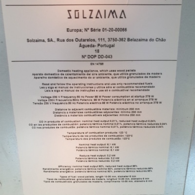 Salamandra Pellets SOLZAIMA 6.2KW Branca