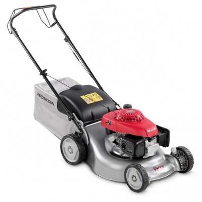 Corta-relvas Honda com motor vermelho e saco coletor cinza