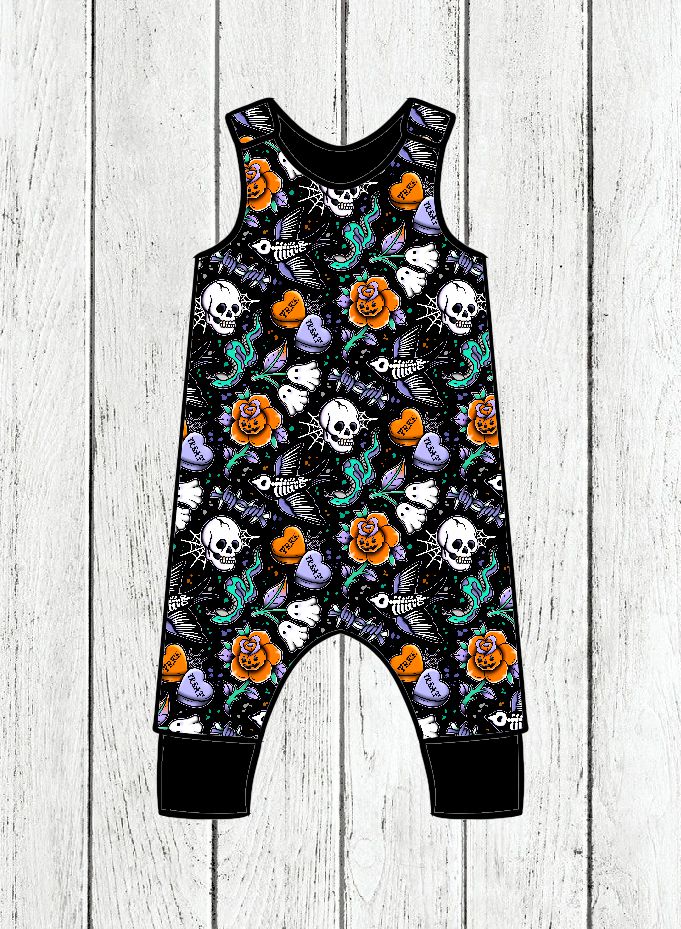 Jardineiras Grow With Me Halloween Tattoos - Por Encomenda