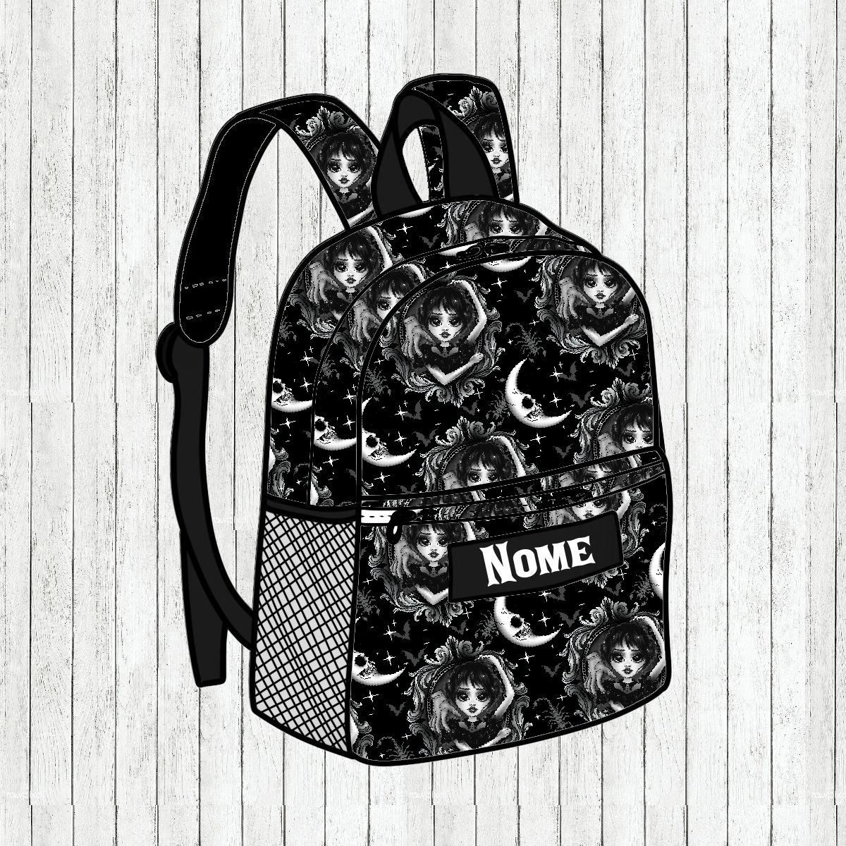 Mochila Escolinha/Primária Wednesday Moon - Por Encomenda