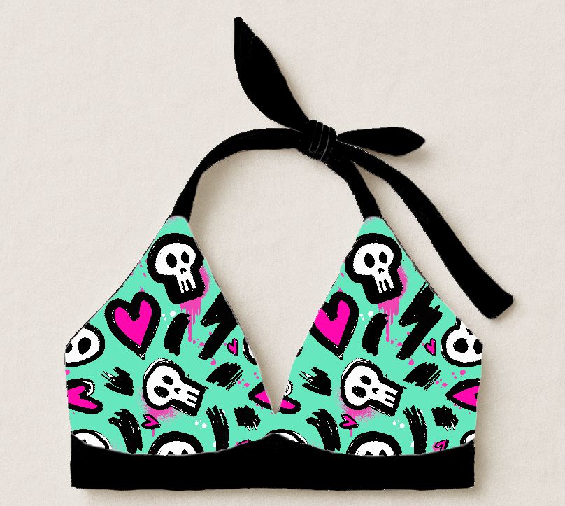 Soutien Bettie Skull Hearts - Por encomenda