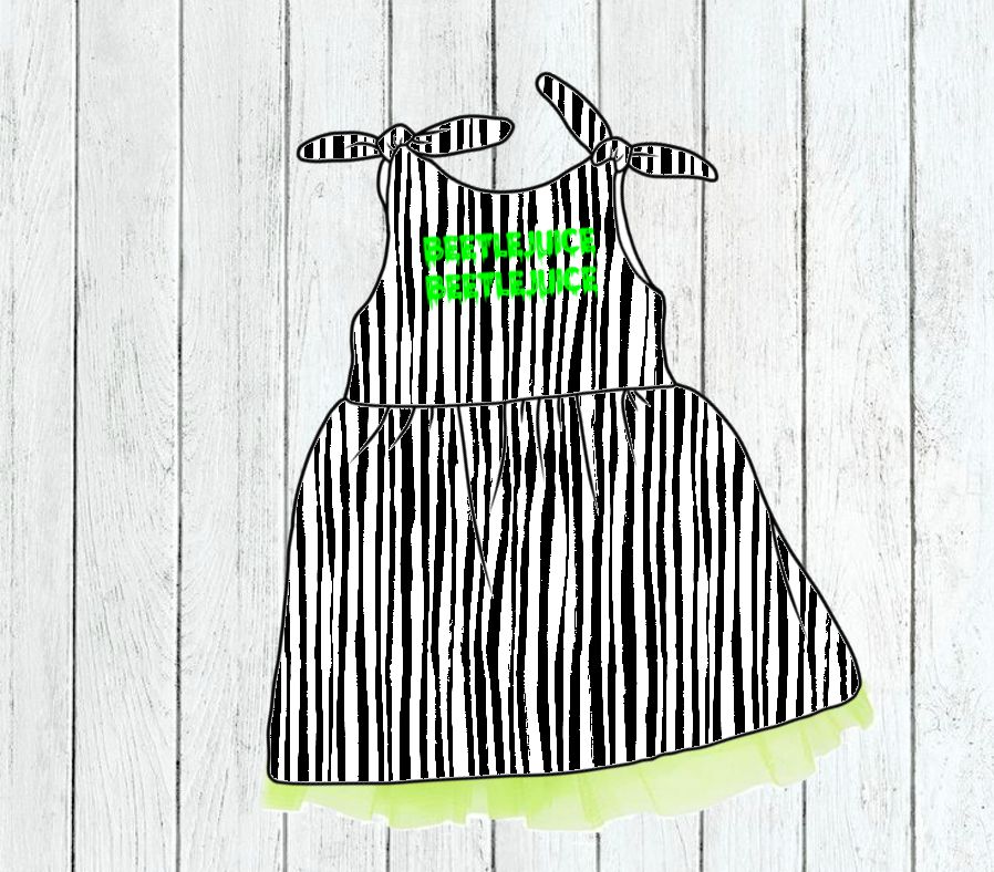 Vestido Spooky Stripes - Por Encomenda