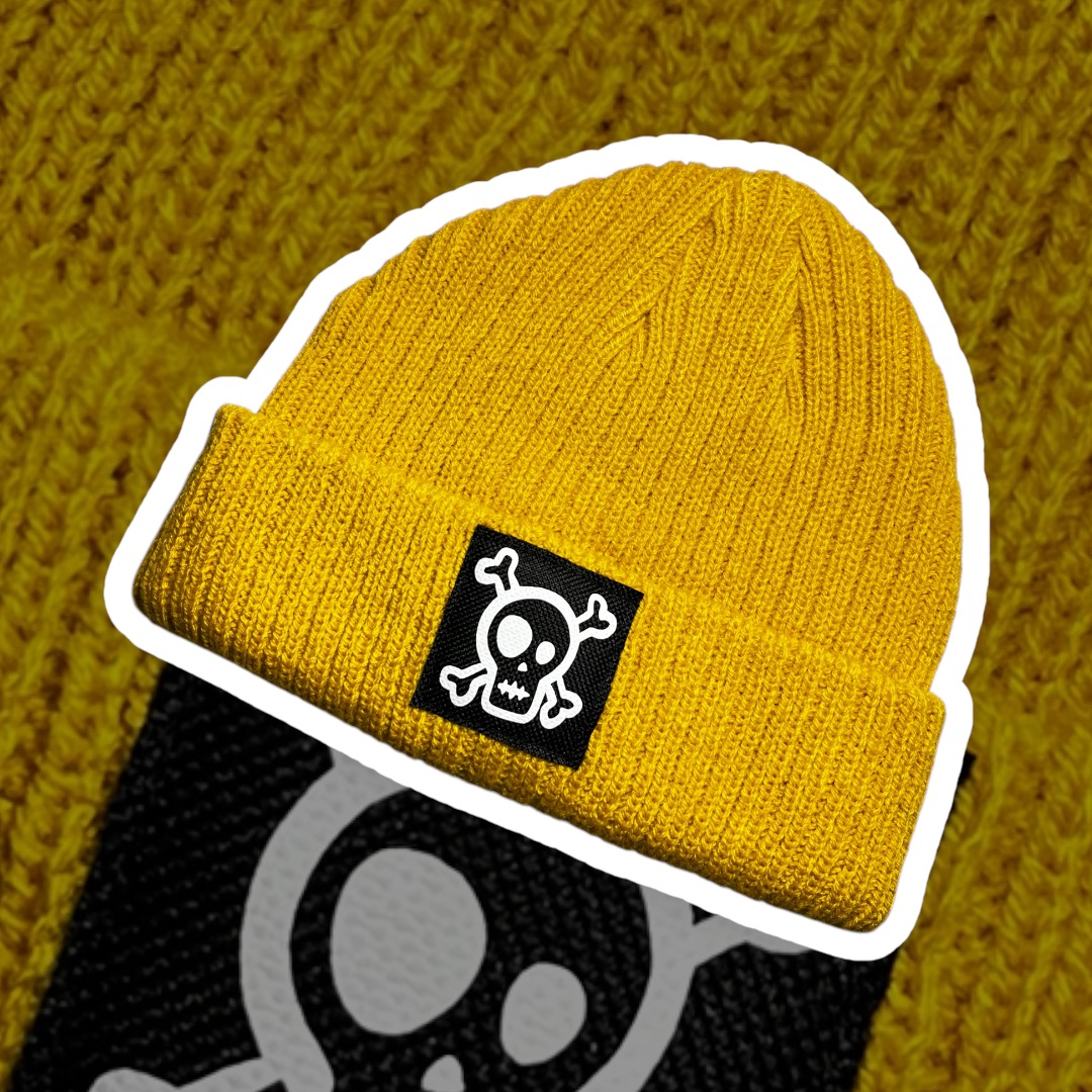 Gorro de Malha Amarelo Caveira - Por Encomenda