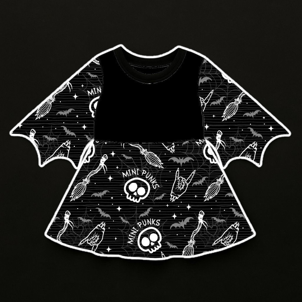Bat Dress Mini Punks Spooky - Por Encomenda