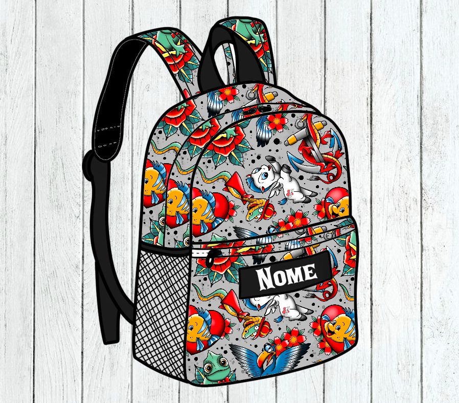 Mochila Escolinha/Primária Tattoo Sidekicks - Por Encomenda