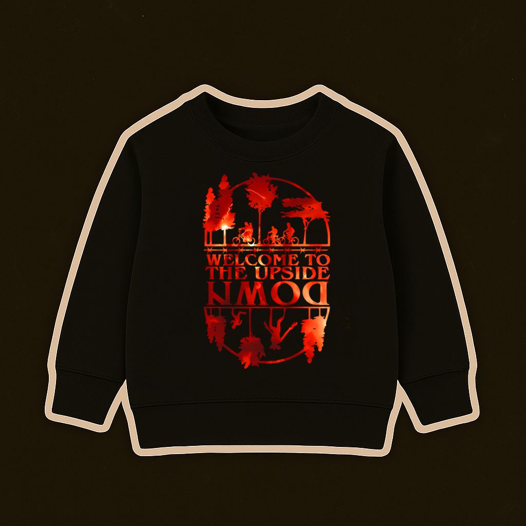 Sweatshirt preta com estampado vermelho e laranja 