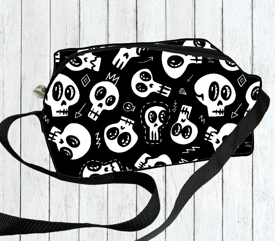 Lancheira Mini Doodle Skulls - Por Encomenda